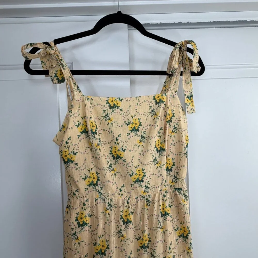 Revolve Paige Tamika Yellow Floral Tie Strap Midi Dress Size Small - Picture 7 of 15